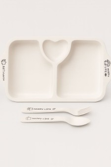 Тарелка "Love", beige (ложка+вилка)