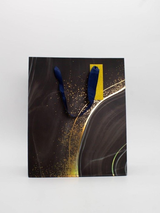 Пакет подарочный «Marble streaks», black (26*32*12.5) 