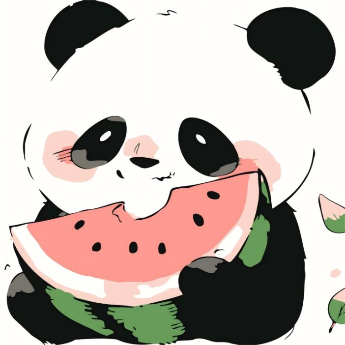 Картина по номерам на подрамнике Draw Me! «Panda with watermelon», (20*20 см) 