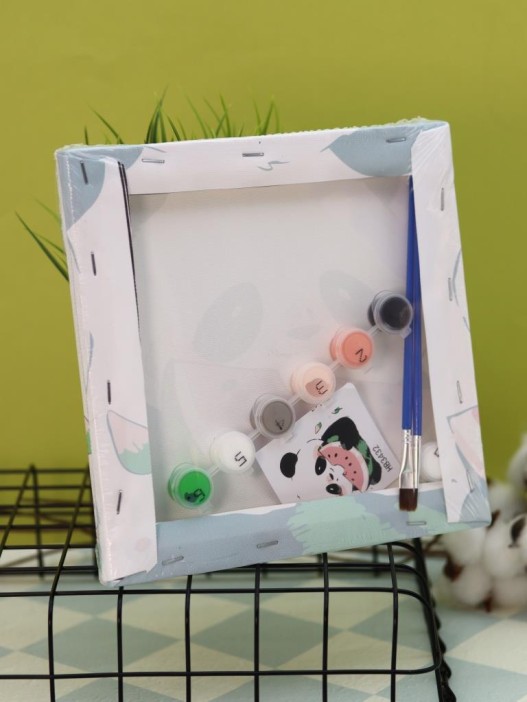 Картина по номерам на подрамнике Draw Me! «Panda with watermelon», (20*20 см) 