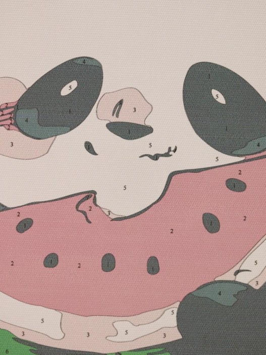Картина по номерам на подрамнике Draw Me! «Panda with watermelon», (20*20 см) 