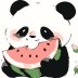 Картина по номерам на подрамнике Draw Me! "Панда с арбузом", (20*20 см)