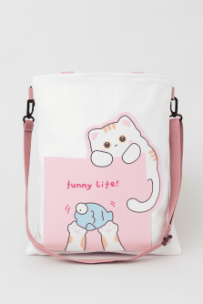 Сумка шоппер "Funny life", white