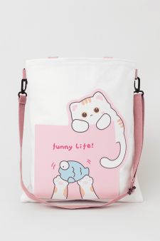 Сумка шоппер "Funny life", white