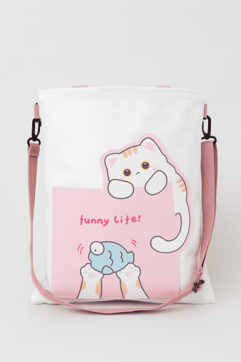 Сумка шоппер "Funny life", white