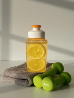 Бутылка &quot;Fitness&quot; с трубочкой, yellow (350 ml)