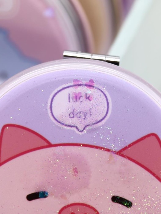 Зеркало шейкер раскладное &quot;Face Pig&quot;, фиолетовое, 7*7 см 