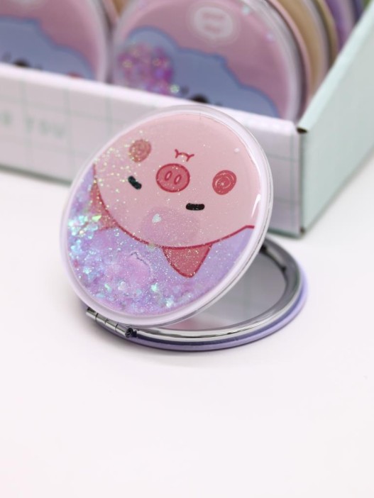 Зеркало шейкер раскладное &quot;Face Pig&quot;, фиолетовое, 7*7 см 