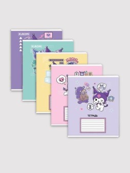 Тетрадь А5 "Kuromi", 18 л, клетка, обложка мел. картон + ВД-лак, mix