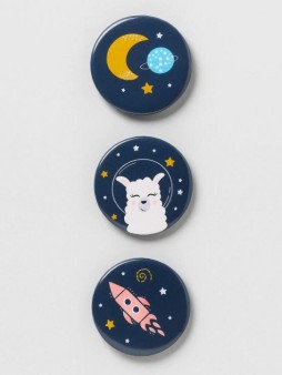 Набор значков 3 шт. iLikeGift Space Lama