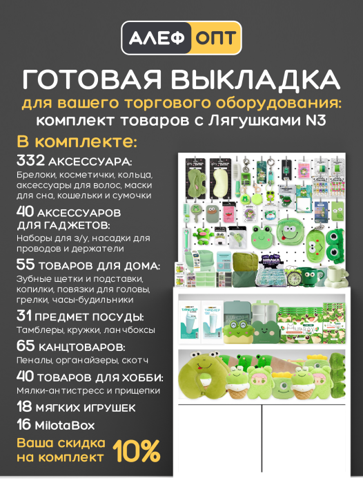 Готовый комплект для выкладки товаров с Лягушками №3