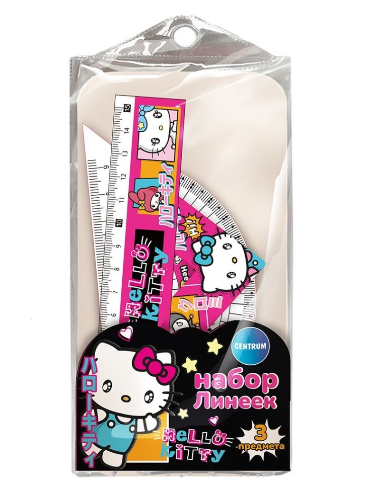 Набор линеек 3 шт. "Hello Kitty" (линейка, треугольник, транспортир)
