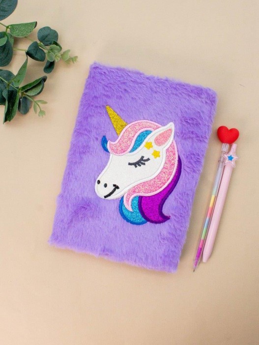 Блокнот плюшевый «Dreamy unicorn», purple, 21,5х15 см, плотность 70 гр. 