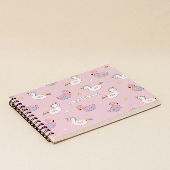 Скетчбук &quot;Summer unicorn&quot; 18х25 см, внутренний блок 100гр 