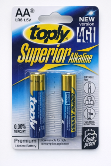 Набор щелочных батареек 2 шт. АА LR6 1.5V "Toply Superior Alkaline"