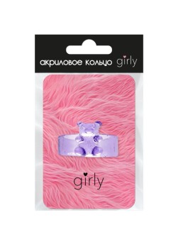 Кольцо акриловое GIRLY "Мишка", фиолетовое