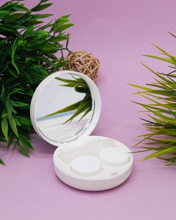 Контейнер для линз «Marble circle», blue 