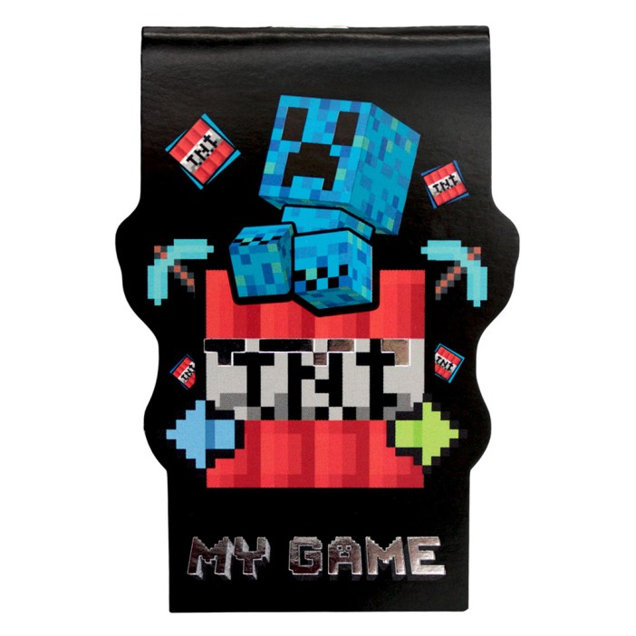 Блокнот фигурный А7 "My Game-3", 40л, на скрепке, тиснение серебряной фольгой 