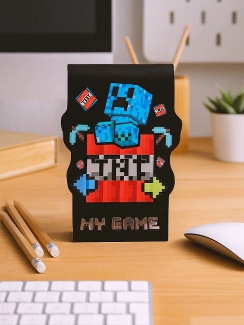 Блокнот фигурный А7 "Моя Игра-3", 40л, на скрепке, тиснение серебряной фольгой