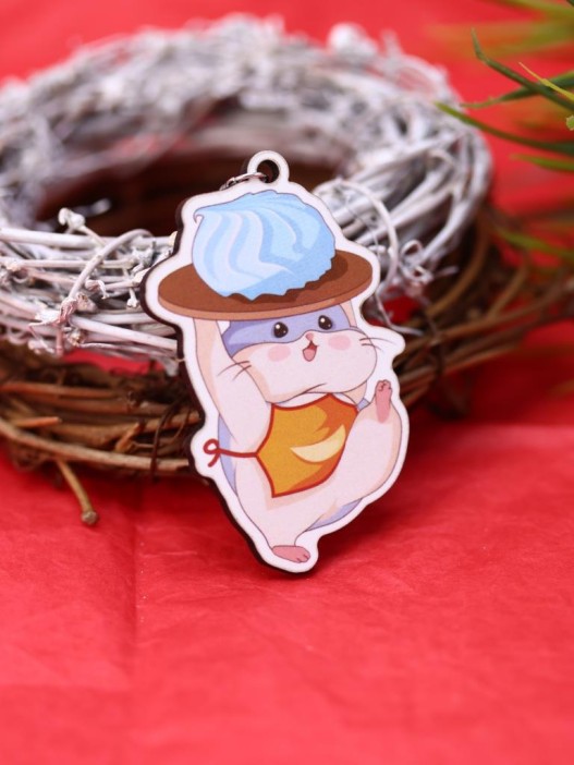 Брелок ECO из дерева &quot;Хомячок и зефирка&quot; 