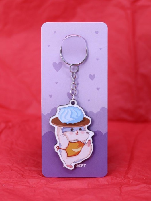 Брелок ECO из дерева &quot;Хомячок и зефирка&quot; 