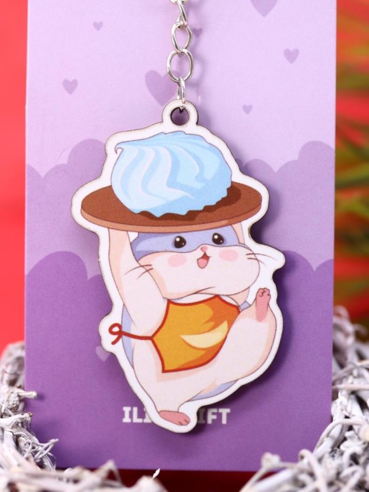 Брелок ECO из дерева &quot;Хомячок и зефирка&quot; 