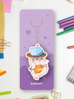 Брелок ECO из дерева "Хомячок и зефирка"