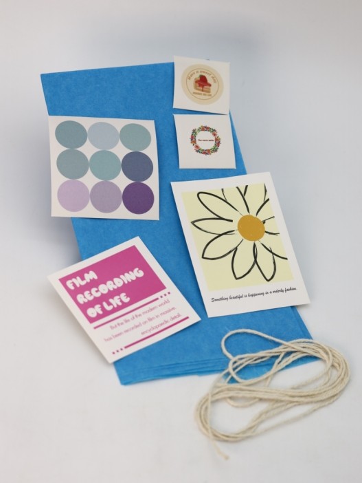 Упаковочный набор для подарков (2 листа+лента+открытка+5 наклеек) &quot;Serene joy&quot;, 50x70 см 