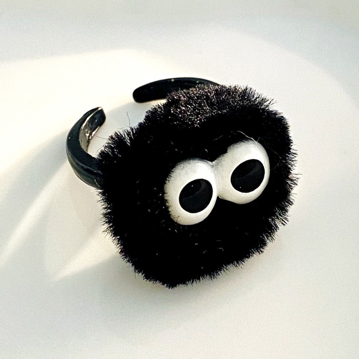 Кольцо плюшевое GIRLY "Monster", black (d=1,6 см) 
