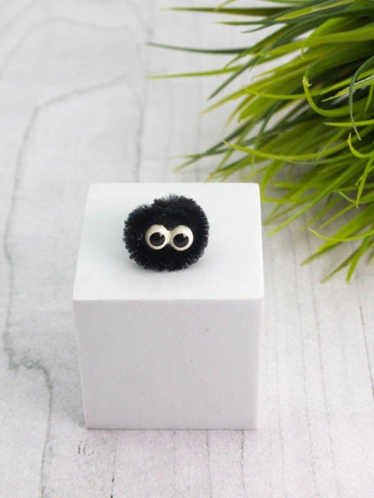 Кольцо плюшевое GIRLY "Monster", black (d=1,6 см) 