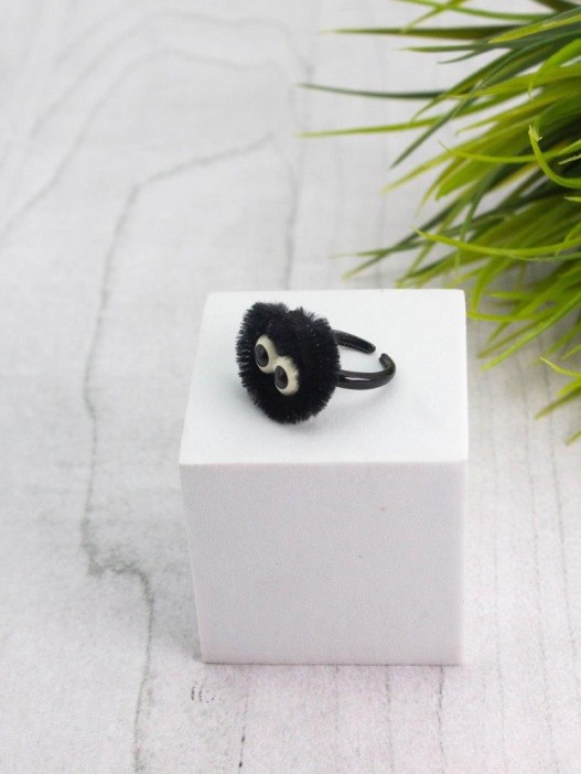 Кольцо плюшевое GIRLY "Monster", black (d=1,6 см) 
