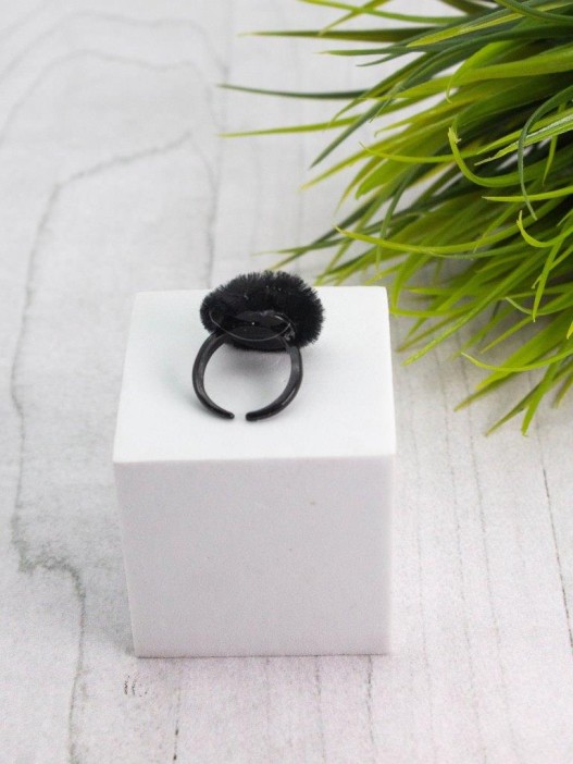 Кольцо плюшевое GIRLY "Monster", black (d=1,6 см) 