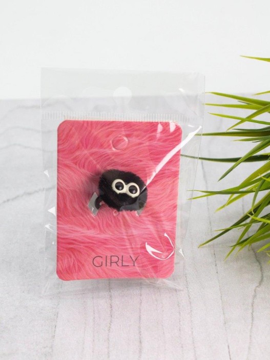 Кольцо плюшевое GIRLY "Monster", black (d=1,6 см) 