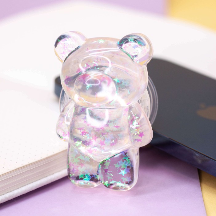 Попсокет iLikeGift "Glossy bear", pink 