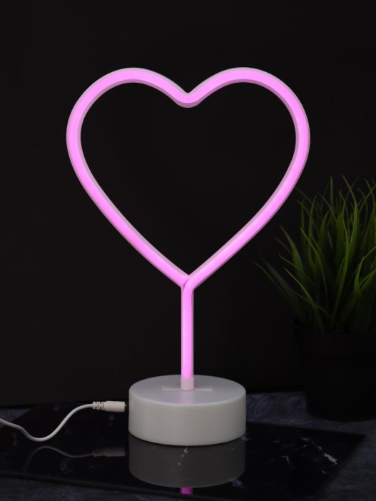 Неоновый LED ночник настольный &quot;Heart&quot;, розовое свечение (30,5х20 см) 