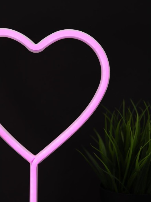 Неоновый LED ночник настольный &quot;Heart&quot;, розовое свечение (30,5х20 см) 