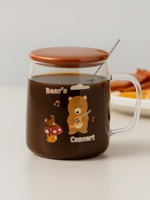 Кружка стеклянная &quot;Funny bear and guitar&quot;, brow (480 мл) 