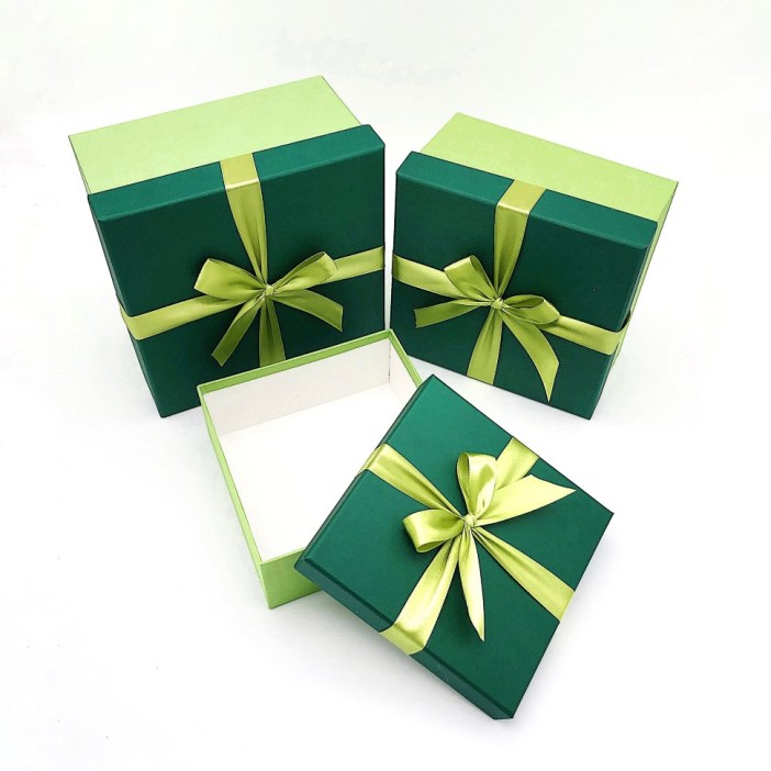 Набор коробок 3в1 "Тёмно-зелёная/зелёное яблоко" 