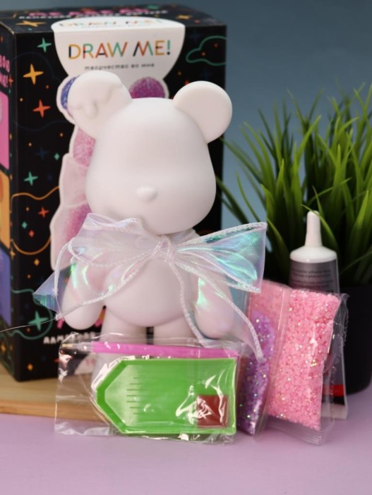 Алмазная мозаика на фигурке Draw Me! «Pink bear», (14*9.5*23 см) 