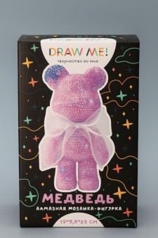 Алмазная мозаика на фигурке Draw Me! "Розовый мишка", (23*14*9,5 см)