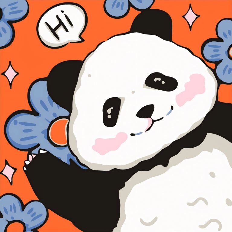Картина по номерам на подрамнике Draw Me! "Панда с цветком", (20*20 см)