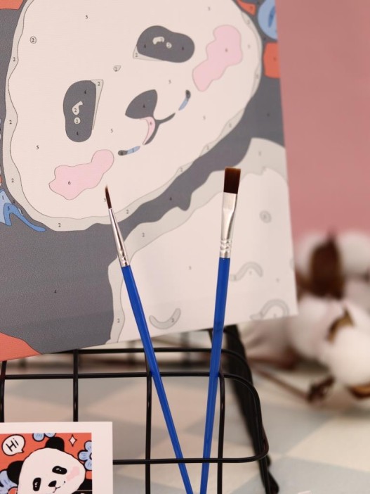 Картина по номерам на подрамнике Draw Me! «Panda with a flower», (20*20 см) 