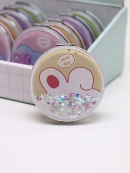 Зеркало шейкер раскладное "Face Bunny", желтое, 7*7 см