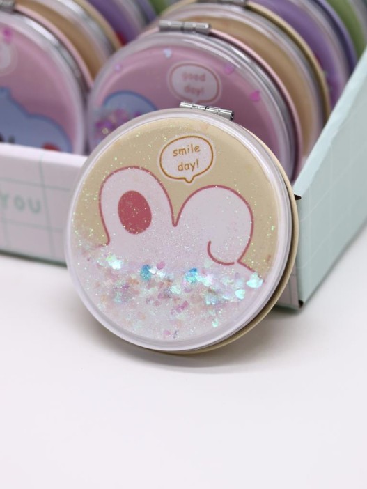 Зеркало шейкер раскладное &quot;Face Bunny&quot;, желтое, 7*7 см 