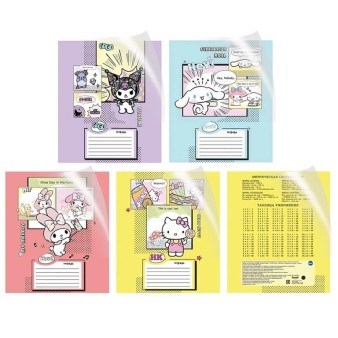 Тетрадь А5 "Hello Kitty and Friends" в доп. ПВХ обложке, 18 л, клетка, mix