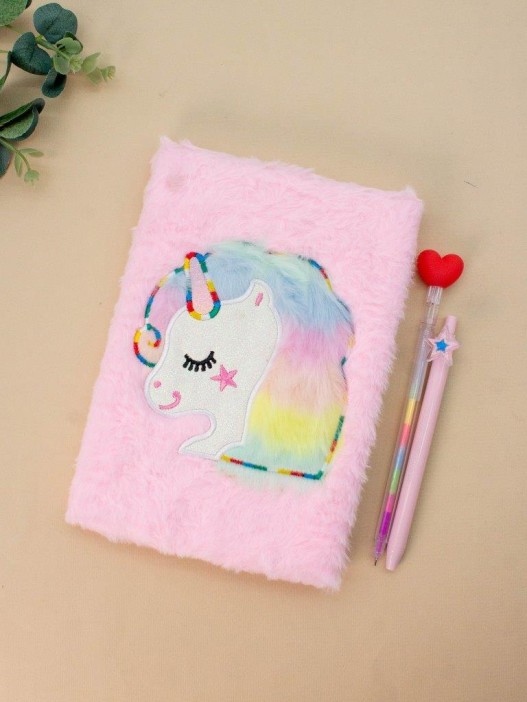 Блокнот плюшевый «Dreamy unicorn», pink, 21,5х15 см, плотность 70 гр. 