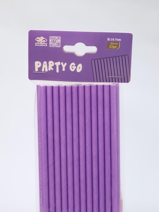Трубочки одноразовые для напитков 25 шт. &quot;Party go&quot;, purple (197 мм) 