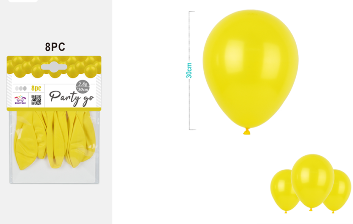 Набор воздушных шаров 8 шт. &quot;Monochrome magic&quot;, yellow (30 см) 