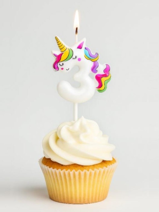 Свеча для торта &quot;Unicorn&quot; цифра 3, (6 см) 