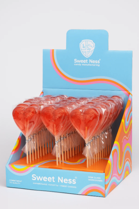 Карамель леденцовая &quot;Сердце SUPER FOOD&quot; с кусоч. ягод ш/б 36шт х 30г (малина), ср.г. до 14.02.26 